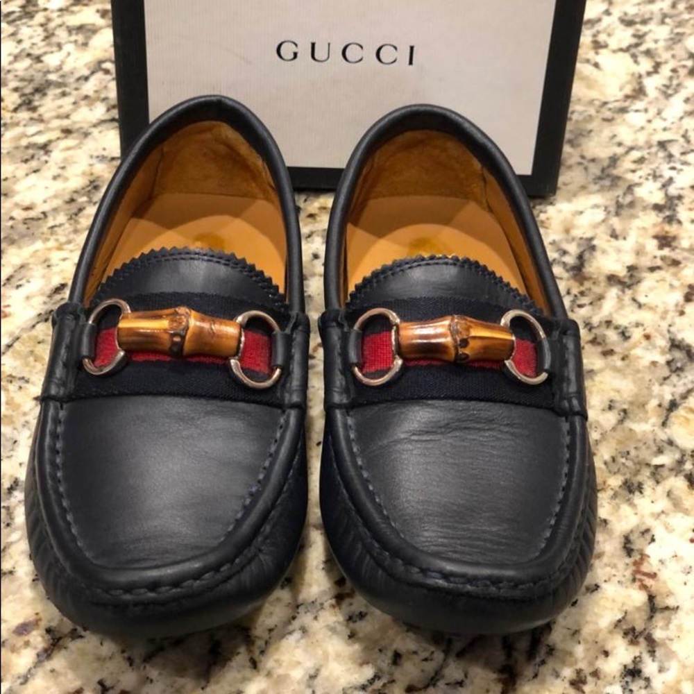 Navy Gucci Mocassins